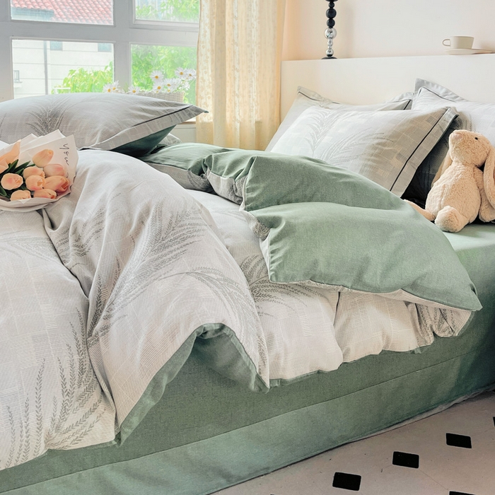 91家纺网 家纺一手货源 找家纺 艾迪尚家纺 2025新款生态全棉纯棉磨毛印花四件套 叶雨婆裟