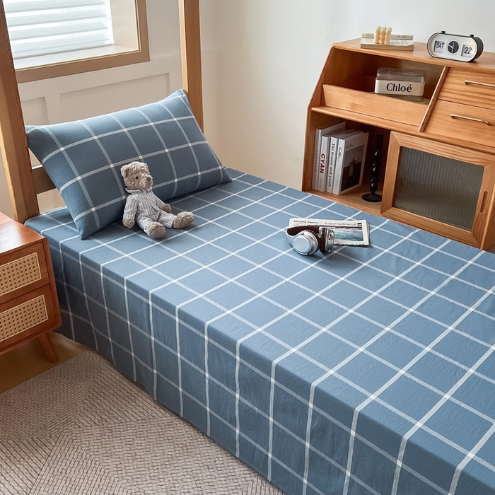 91家纺网 家纺一手货源 找家纺 （总）鸣升家纺 2025新款全棉纯棉色织水洗棉学生宿舍床三件套上下铺三件套六件套