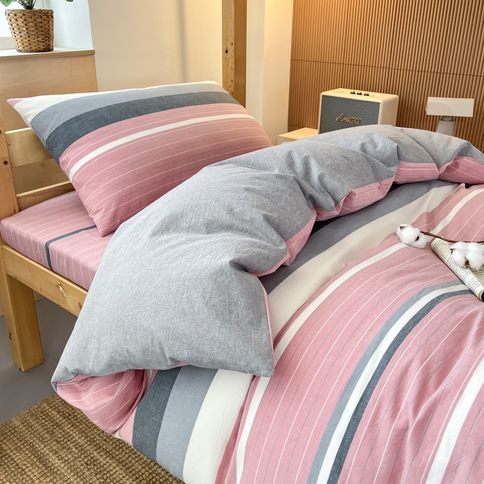 91家纺网 家纺一手货源 找家纺 鸣升家纺 2025新款全棉纯棉色织水洗棉学生宿舍床三件套上下铺三件套六件套 格林粉