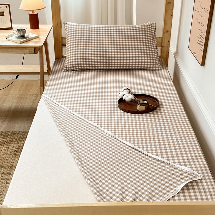 91家纺网 家纺一手货源 找家纺 鸣升家纺 2025新款全棉纯棉色织水洗棉学生宿舍床三件套上下铺三件套六件套 米小格