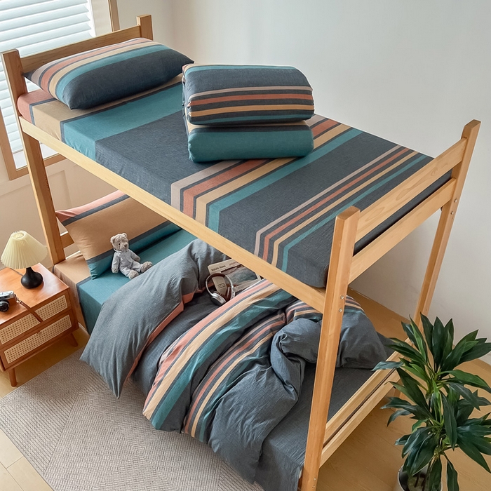 91家纺网 家纺一手货源 找家纺 鸣升家纺 2025新款全棉纯棉色织水洗棉学生宿舍床三件套上下铺三件套六件套 希尔威亚兰