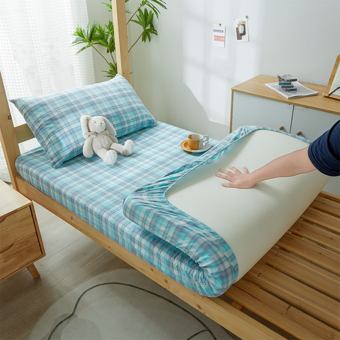 91家纺网 家纺一手货源 找家纺 鸣升家纺 2025新款全棉纯棉色织水洗棉学生宿舍床三件套上下铺三件套六件套 星空绿