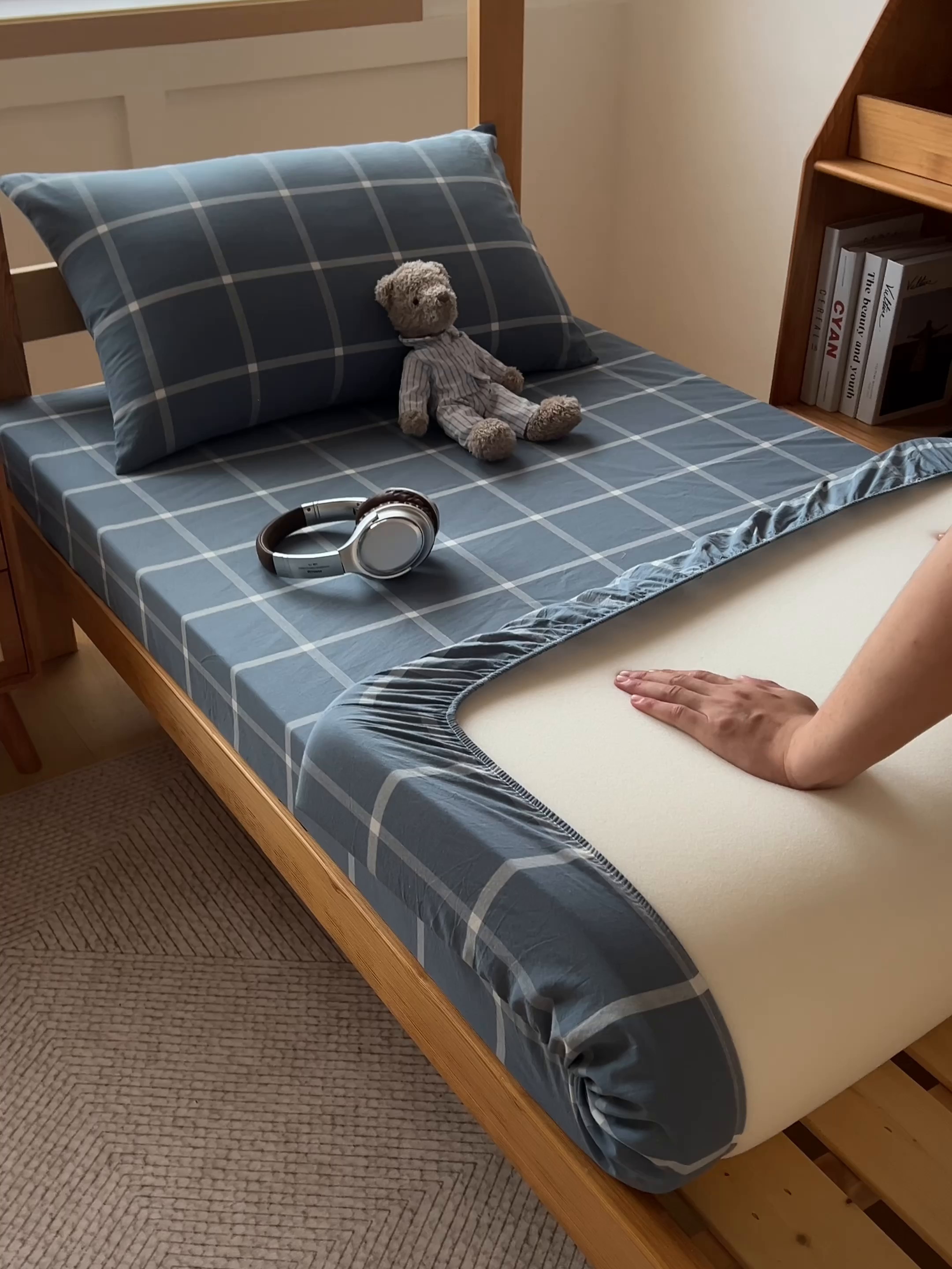 91家纺网 家纺一手货源 找家纺 （总）鸣升家纺 2025新款全棉纯棉色织水洗棉学生宿舍床三件套上下铺三件套六件套