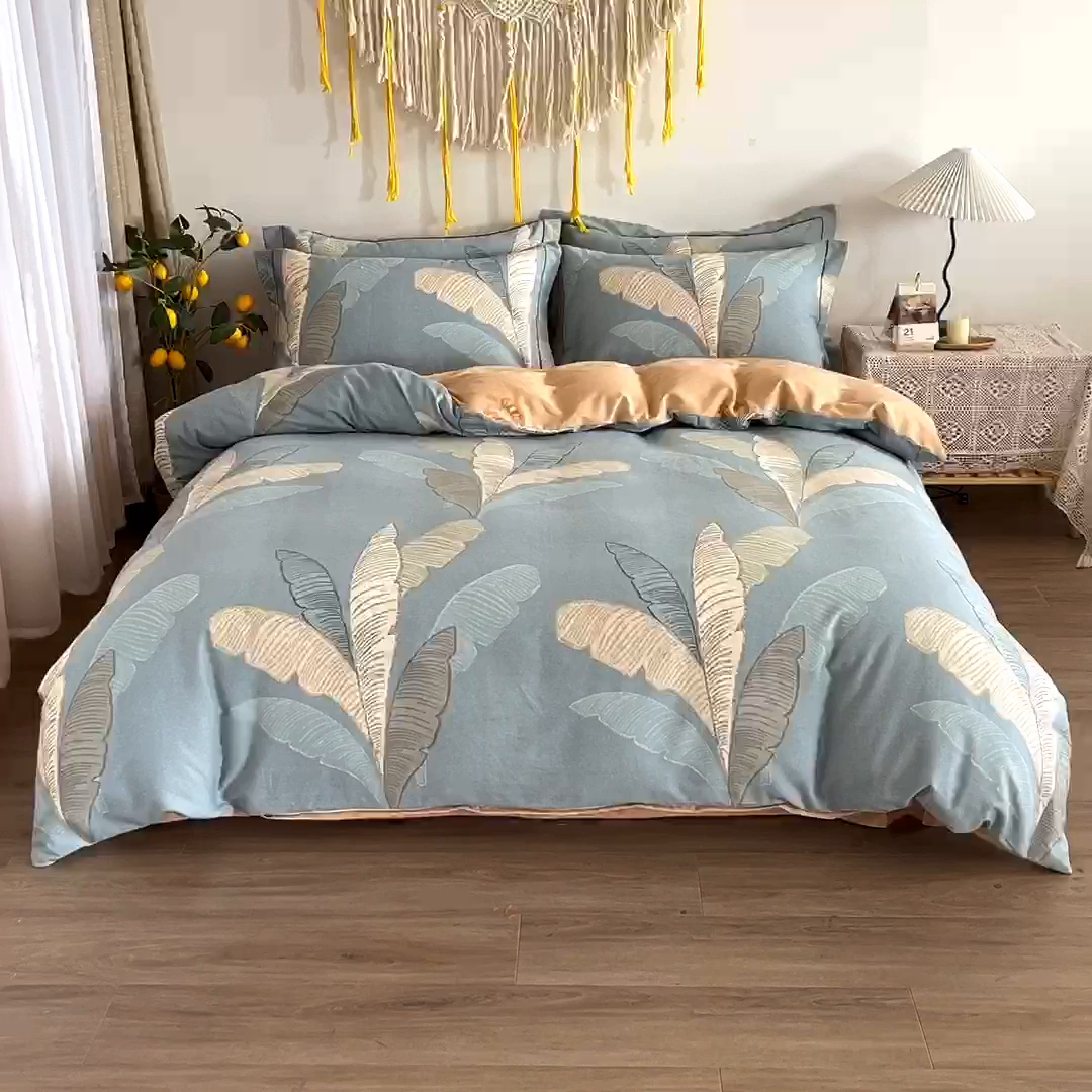 91家纺网 家纺一手货源 找家纺 艾迪尚家纺 2025新款生态全棉纯棉磨毛印花四件套 玉树