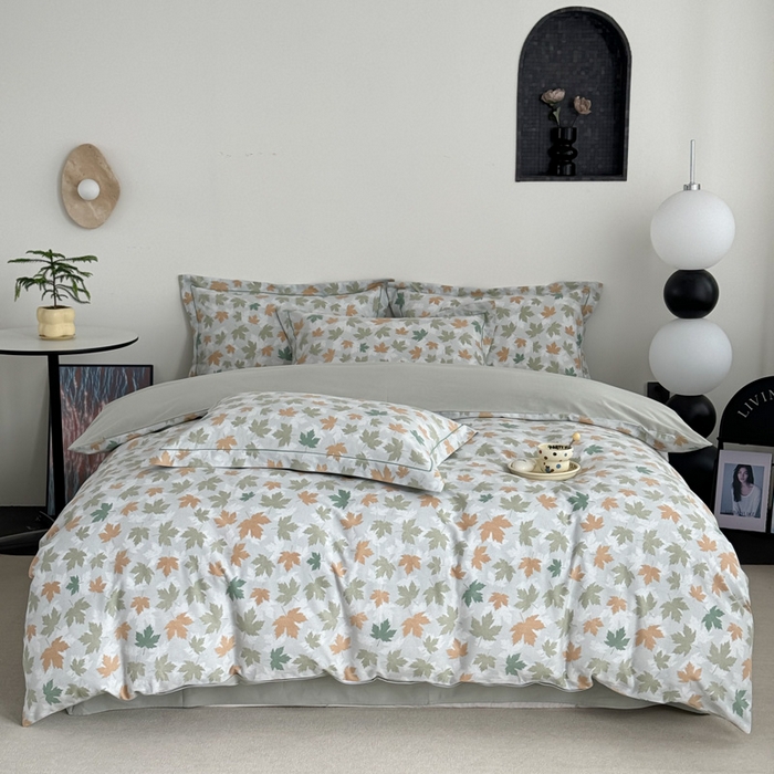 艾迪尚家纺 2025新款生态全棉纯棉磨毛印花四件套 照影-绿