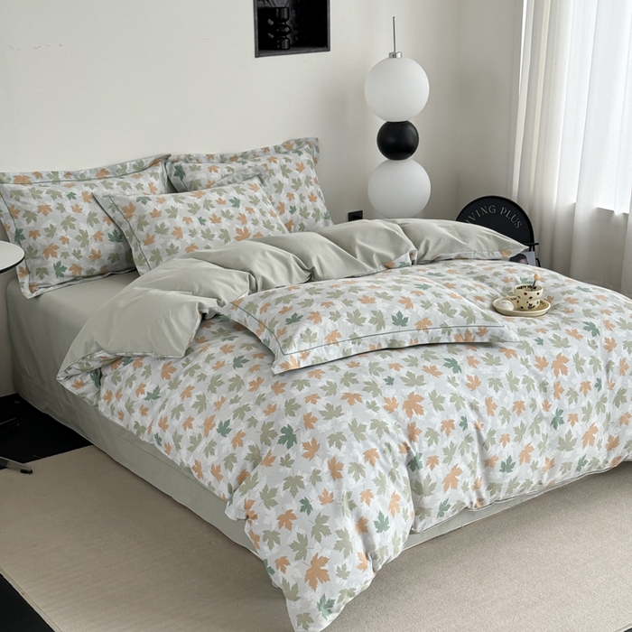 91家纺网 家纺一手货源 找家纺 艾迪尚家纺 2025新款生态全棉纯棉磨毛印花四件套 照影-绿