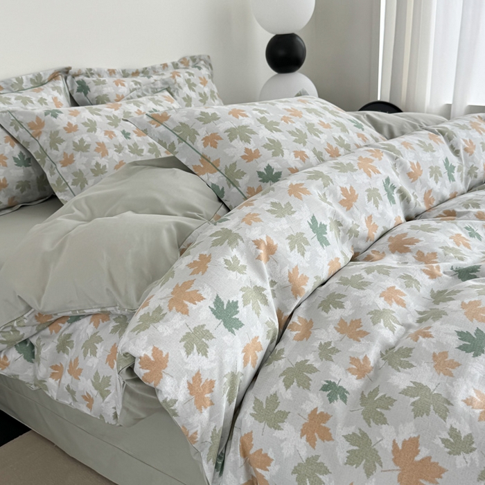 91家纺网 家纺一手货源 找家纺 艾迪尚家纺 2025新款生态全棉纯棉磨毛印花四件套 照影-绿