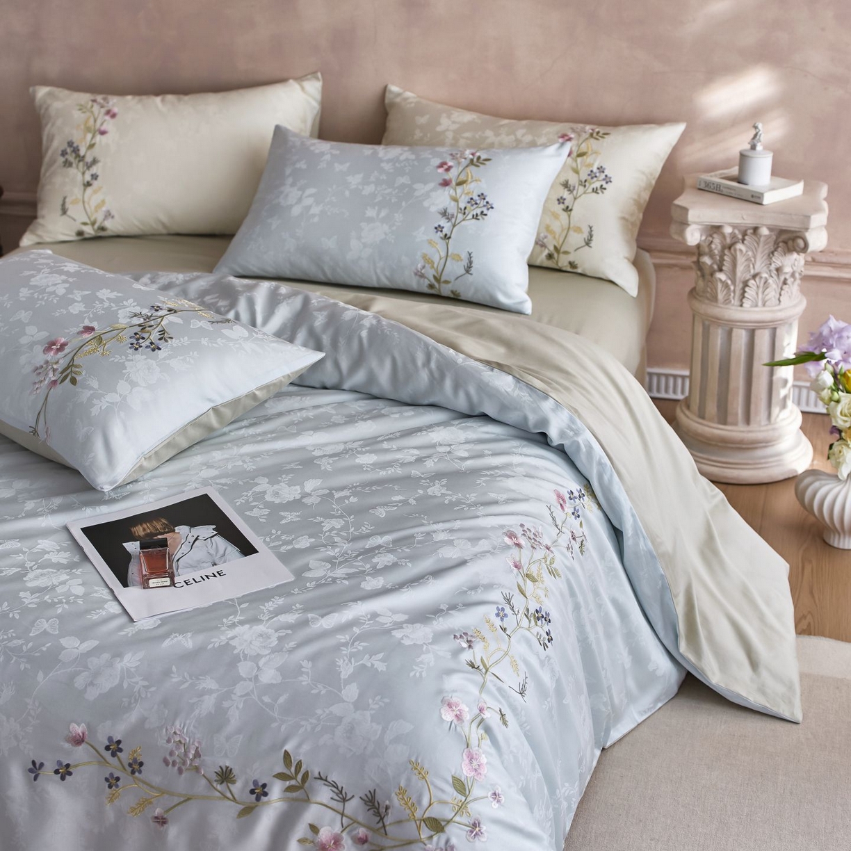 91家纺网 家纺一手货源 找家纺 （总）初拾 2025新款100s全棉提花刺绣系列—花步巷