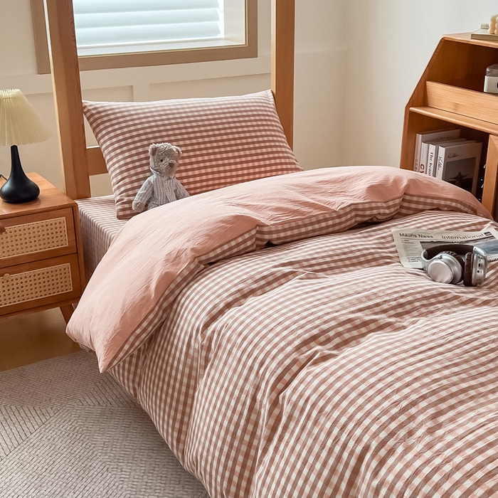 91家纺网 家纺一手货源 找家纺 （总）九沐良品 2025新款全棉纯棉色织水洗棉学生三件套六件套大礼包