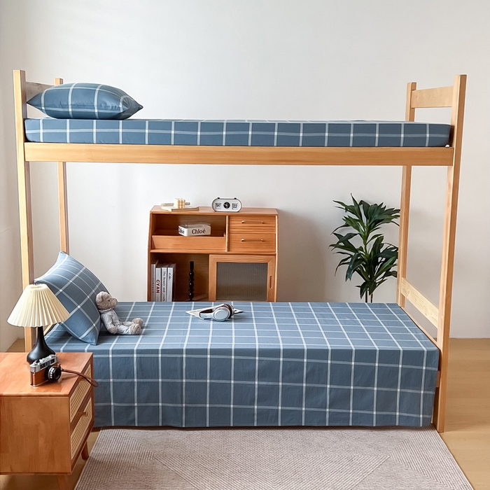 91家纺网 家纺一手货源 找家纺 九沐良品 2025新款全棉纯棉色织水洗棉学生三件套六件套大礼包 柏拉图兰