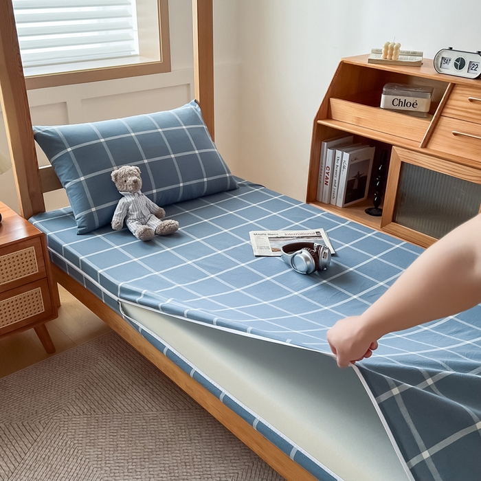 91家纺网 家纺一手货源 找家纺 九沐良品 2025新款全棉纯棉色织水洗棉学生三件套六件套大礼包 柏拉图兰