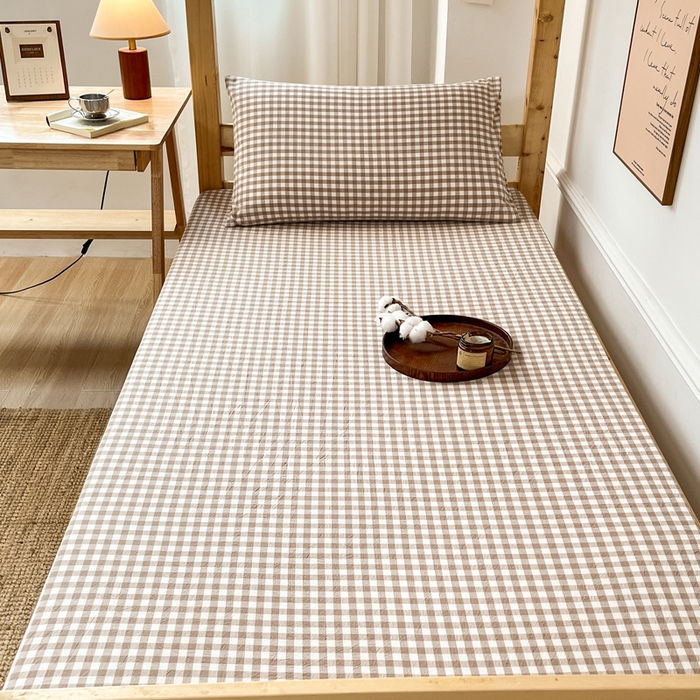 91家纺网 家纺一手货源 找家纺 九沐良品 2025新款全棉纯棉色织水洗棉学生三件套六件套大礼包 米小格