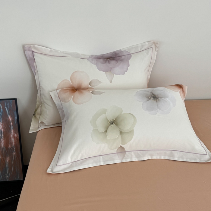 艾迪尚家纺 2025新款生态全棉纯棉磨毛印花单品系列-单枕套 繁花-桔