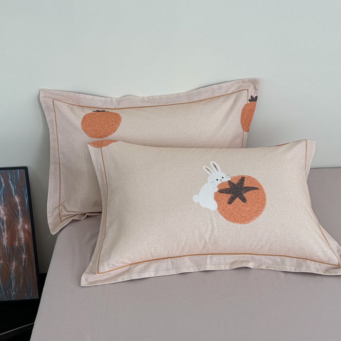 艾迪尚家纺 2025新款生态全棉纯棉磨毛印花单品系列-单枕套 事事如意-桔