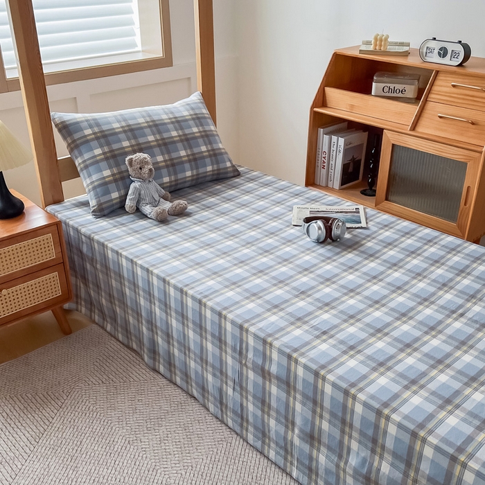 91家纺网 家纺一手货源 找家纺 九沐良品 2025新款全棉纯棉色织水洗棉学生三件套六件套大礼包 莫妮卡兰