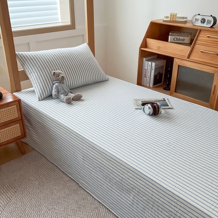 91家纺网 家纺一手货源 找家纺 九沐良品 2025新款全棉纯棉色织水洗棉学生三件套六件套大礼包 青春-海兰