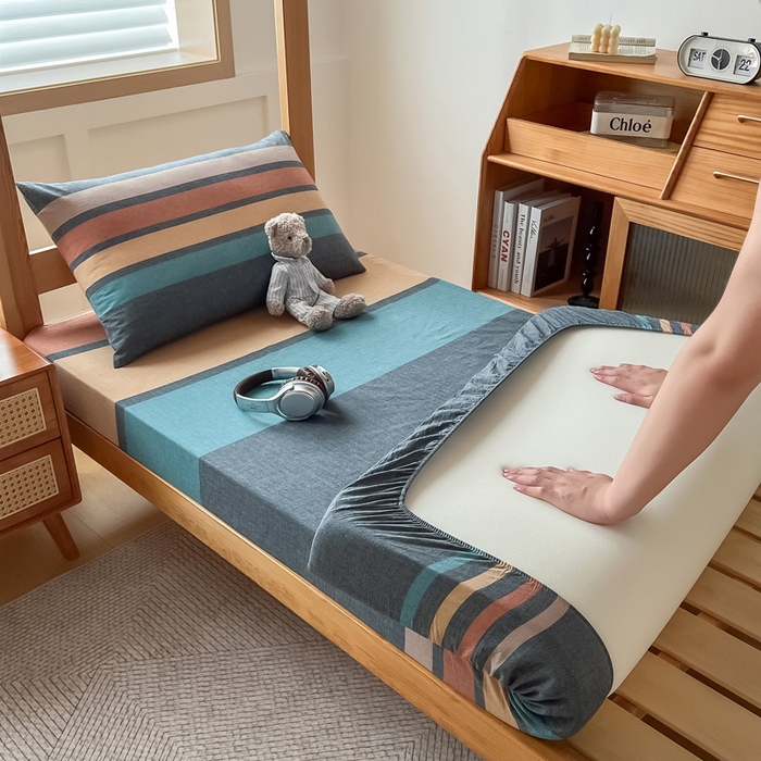 91家纺网 家纺一手货源 找家纺 九沐良品 2025新款全棉纯棉色织水洗棉学生三件套六件套大礼包 希尔威亚兰