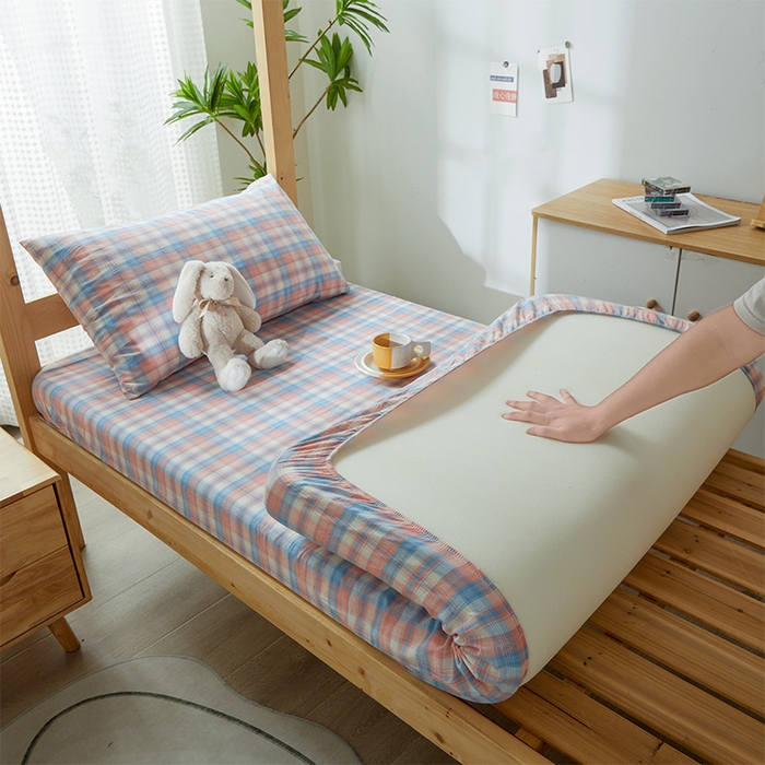 91家纺网 家纺一手货源 找家纺 九沐良品 2025新款全棉纯棉色织水洗棉学生三件套六件套大礼包 星空粉