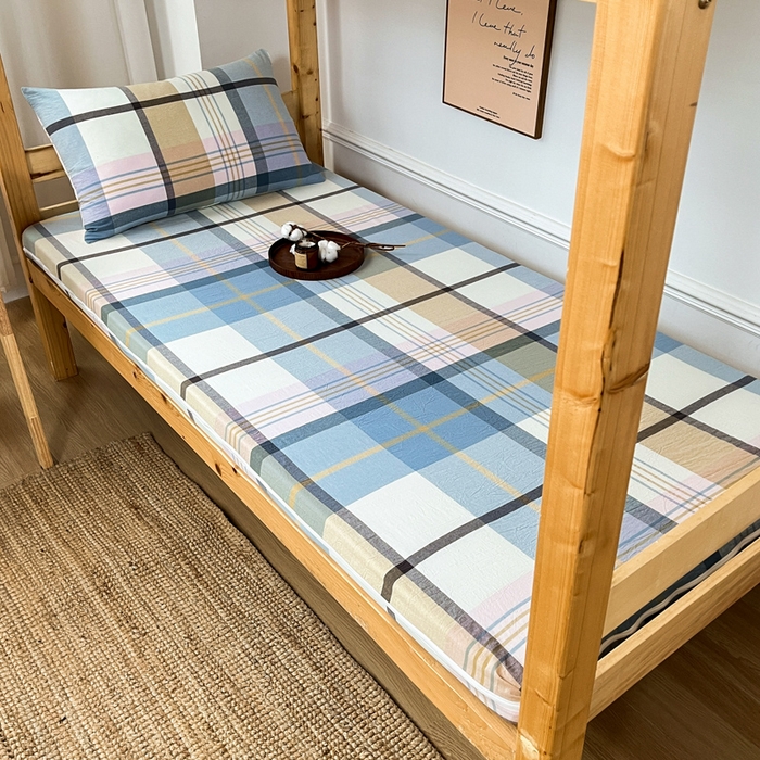 91家纺网 家纺一手货源 找家纺 九沐良品 2025新款全棉纯棉色织水洗棉学生三件套六件套大礼包 英伦格