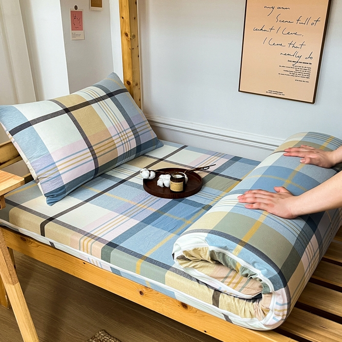 91家纺网 家纺一手货源 找家纺 九沐良品 2025新款全棉纯棉色织水洗棉学生三件套六件套大礼包 英伦格