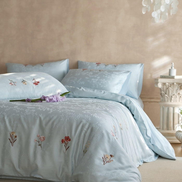 91家纺网 家纺一手货源 找家纺 （总）初拾 2025新款全棉纯棉提花刺绣系列—栀子花信