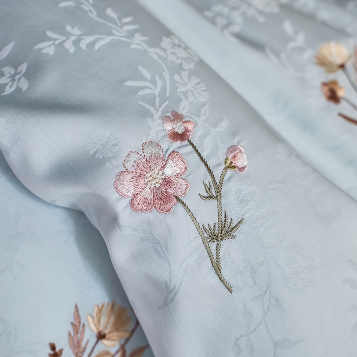 91家纺网 家纺一手货源 找家纺 （总）初拾 2025新款全棉纯棉提花刺绣系列—栀子花信