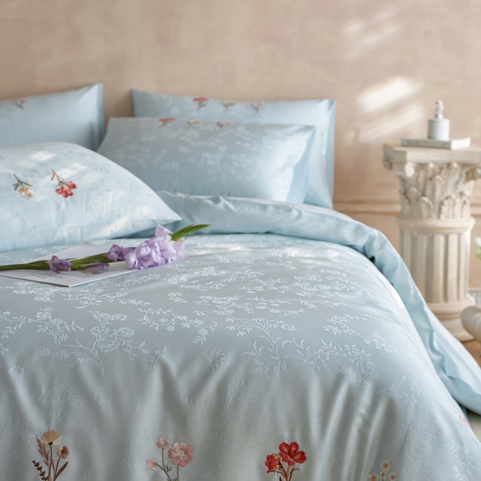 91家纺网 家纺一手货源 找家纺 （总）初拾 2025新款全棉纯棉提花刺绣系列—栀子花信