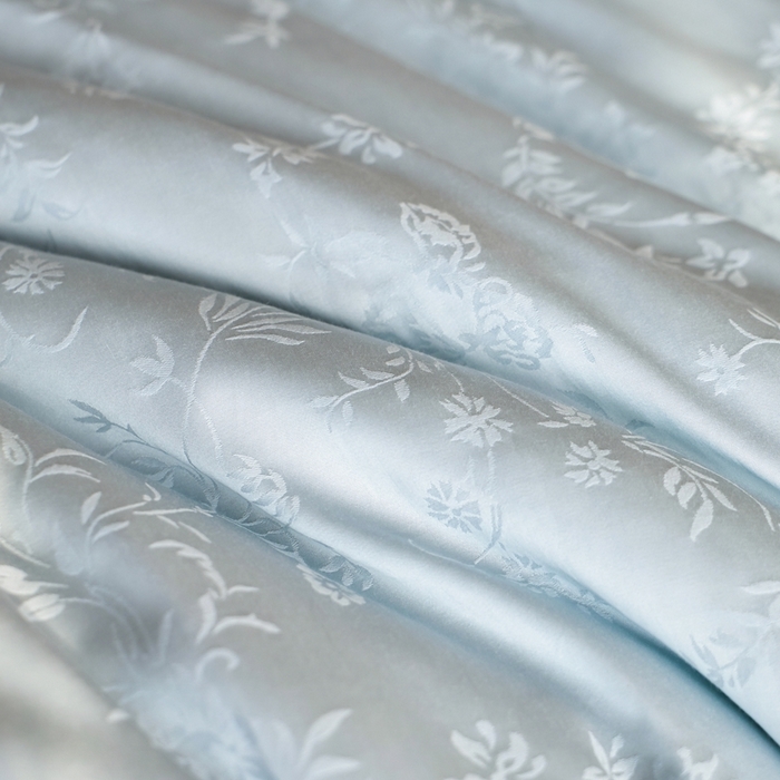 91家纺网 家纺一手货源 找家纺 初拾 2025新款全棉纯棉提花刺绣系列—栀子花信 栀子花信-海水蓝