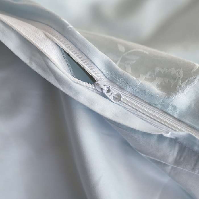 91家纺网 家纺一手货源 找家纺 初拾 2025新款全棉纯棉提花刺绣系列—栀子花信 栀子花信-海水蓝