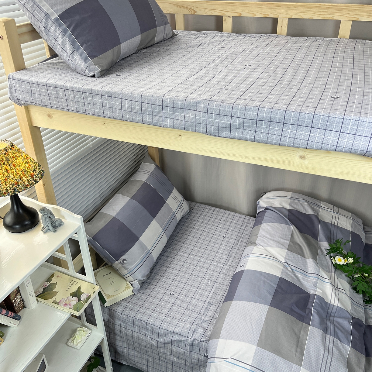 91家纺网 家纺一手货源 找家纺 云梦2025新款全棉印花学生宿舍套件 薄荷夏夜