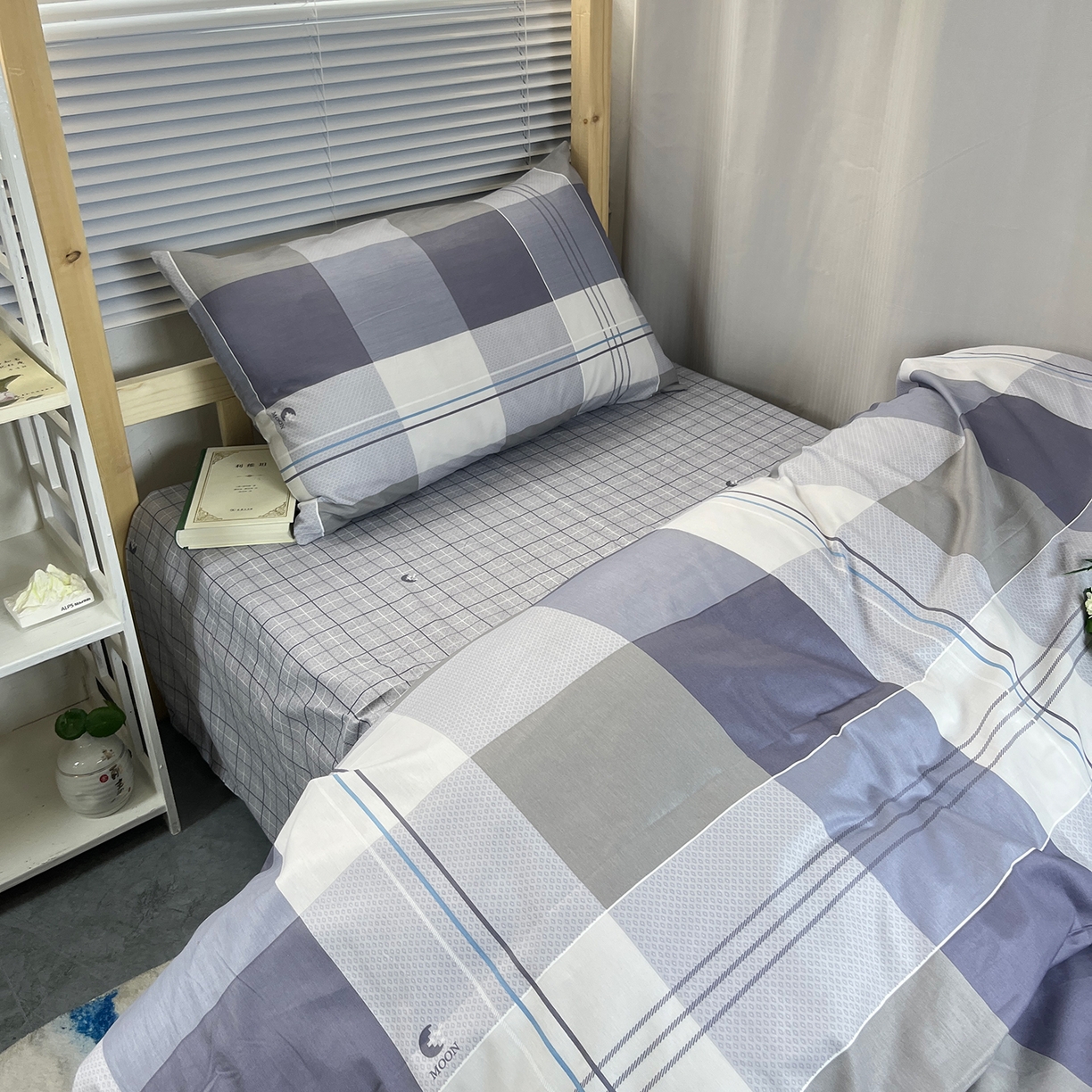 91家纺网 家纺一手货源 找家纺 云梦2025新款全棉印花学生宿舍套件 薄荷夏夜