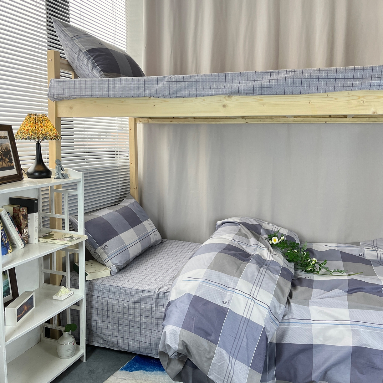 91家纺网 家纺一手货源 找家纺 云梦2025新款全棉印花学生宿舍套件 薄荷夏夜