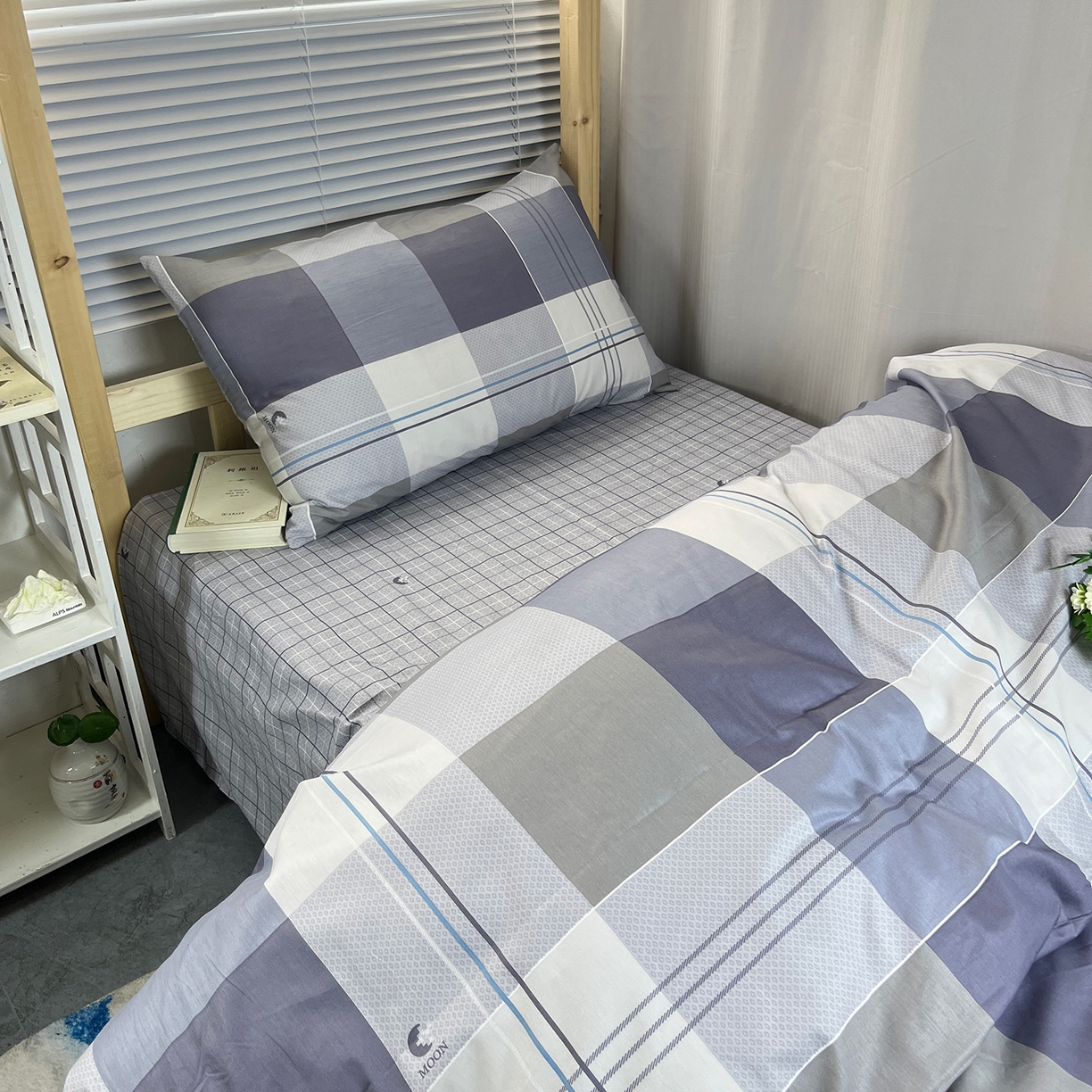 91家纺网 家纺一手货源 找家纺 云梦2025新款全棉印花学生宿舍套件 薄荷夏夜