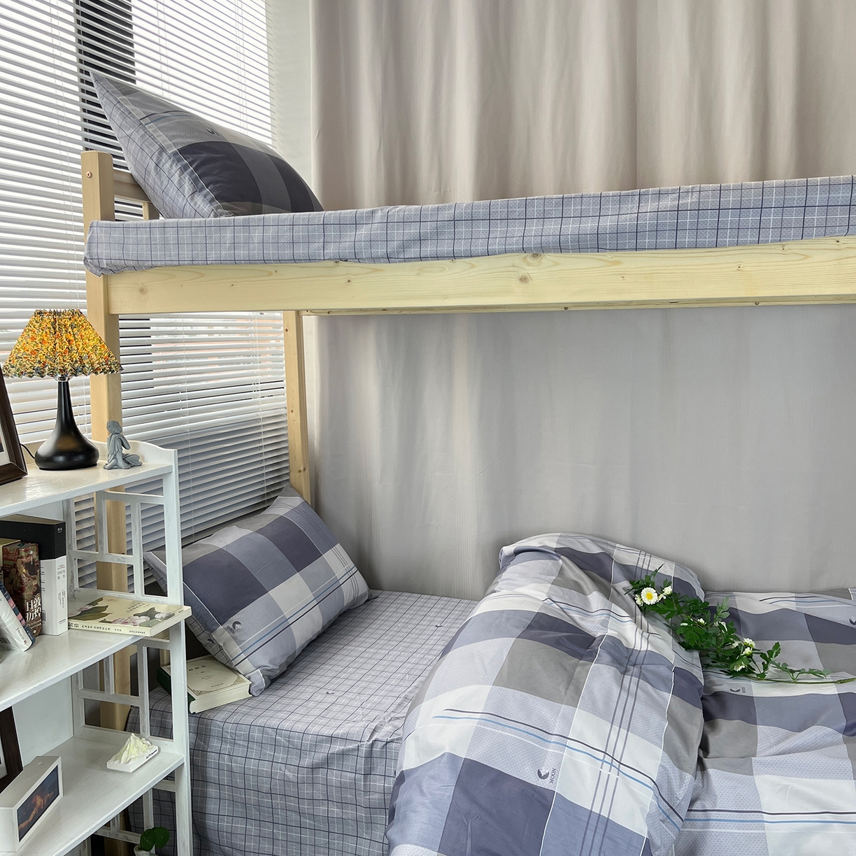 91家纺网 家纺一手货源 找家纺 云梦2025新款全棉印花学生宿舍套件 薄荷夏夜