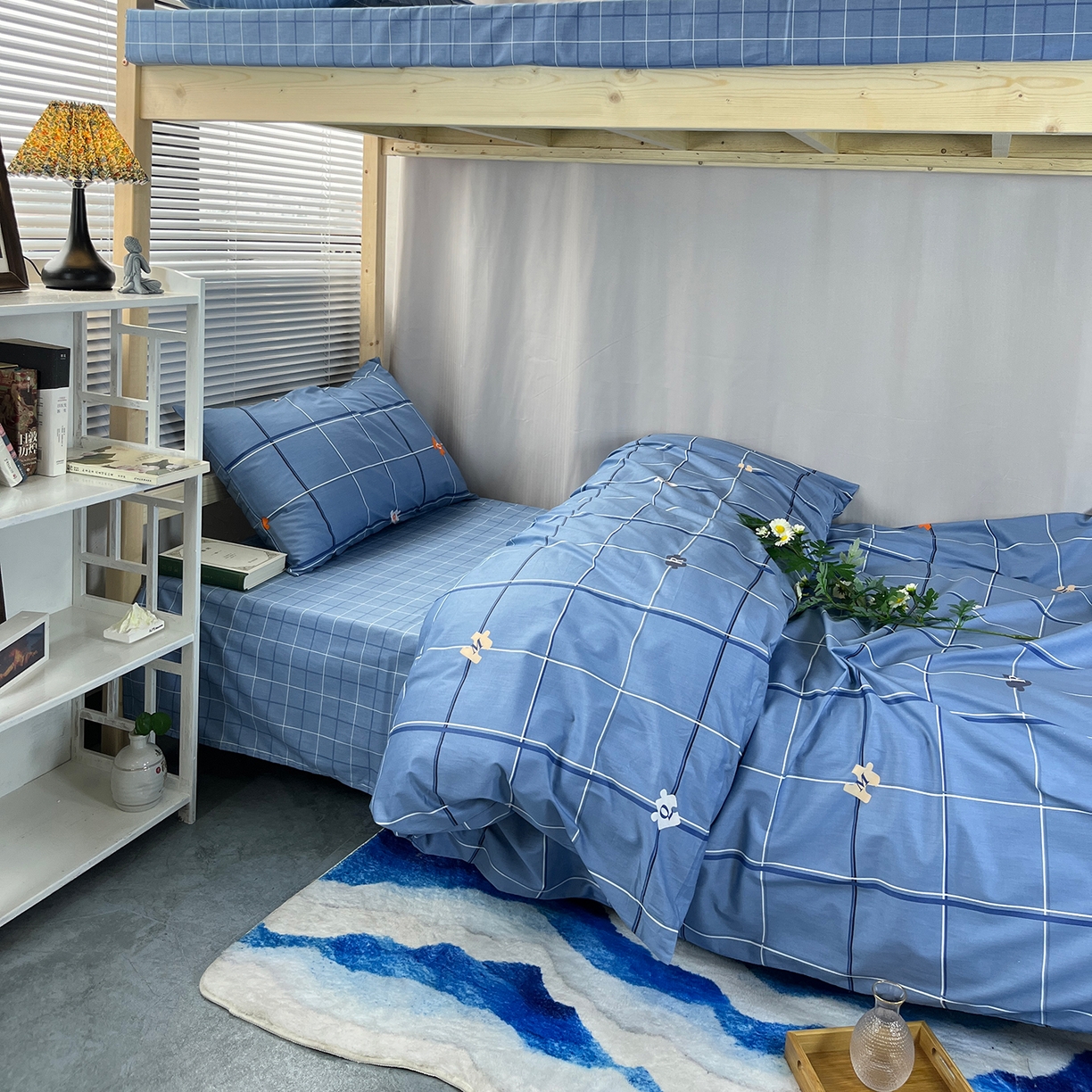 91家纺网 家纺一手货源 找家纺 云梦2025新款全棉印花学生宿舍套件 被卷青年