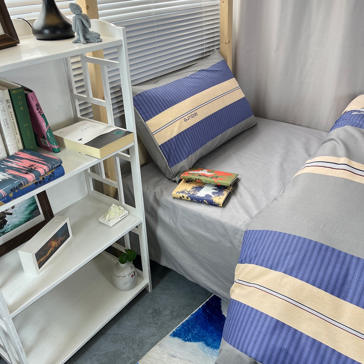 91家纺网 家纺一手货源 找家纺 云梦2025新款全棉印花学生宿舍套件 极光简韵