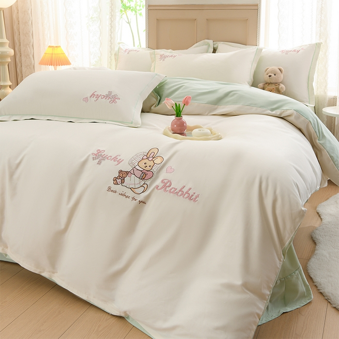 91家纺网 家纺一手货源 找家纺 （总）登登家纺 2025新款A类长绒棉刺绣四件套-卡通