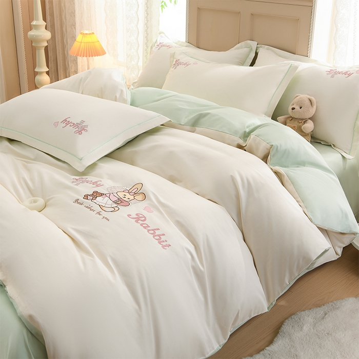 91家纺网 家纺一手货源 找家纺 （总）登登家纺 2025新款A类长绒棉刺绣四件套-卡通