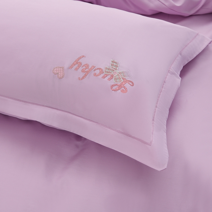 91家纺网 家纺一手货源 找家纺 登登家纺 2025新款A类长绒棉刺绣四件套-卡通 兔熊-紫