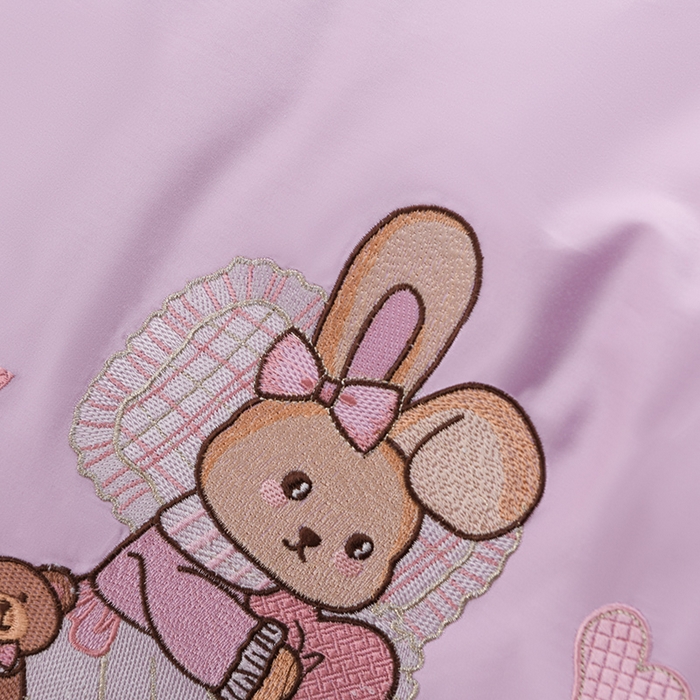 91家纺网 家纺一手货源 找家纺 登登家纺 2025新款A类长绒棉刺绣四件套-卡通 兔熊-紫