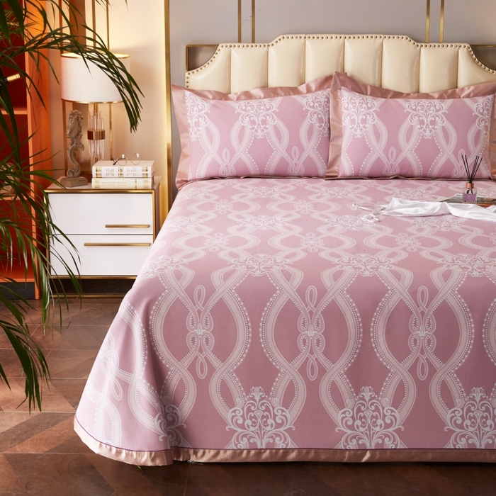 91家纺网 家纺一手货源 找家纺 （总）威克凯丽 2025新款活性印花款纯竹纤维软凉席三件套