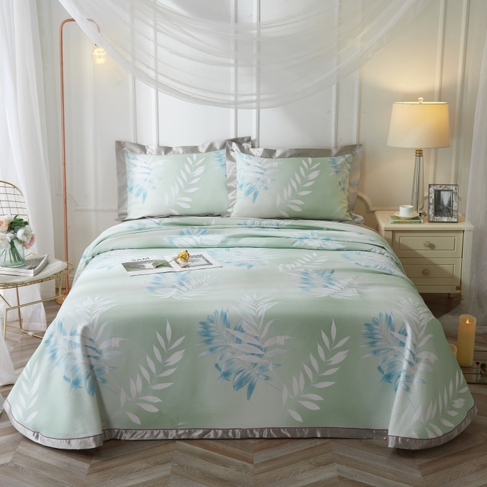 91家纺网 家纺一手货源 找家纺 （总）威克凯丽 2025新款活性印花款纯竹纤维软凉席三件套