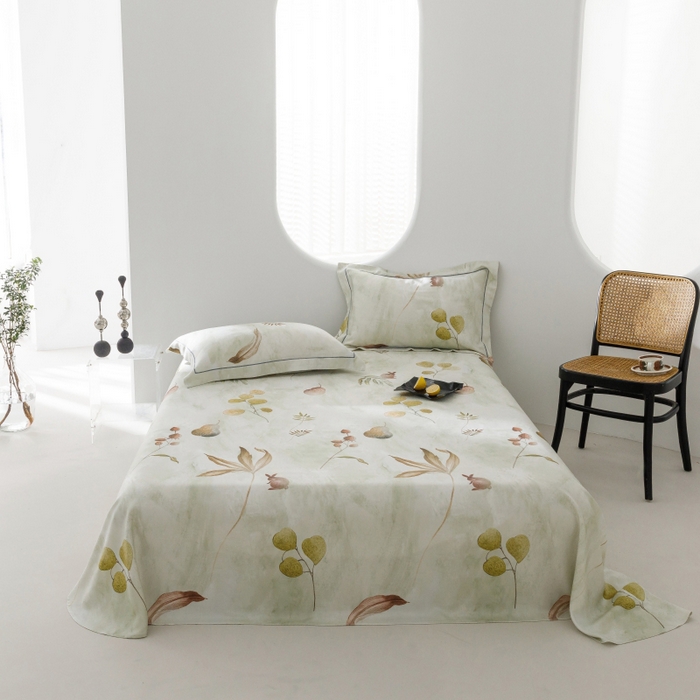 91家纺网 家纺一手货源 找家纺 （总）威克凯丽 2025新款活性印花款纯竹纤维软凉席三件套