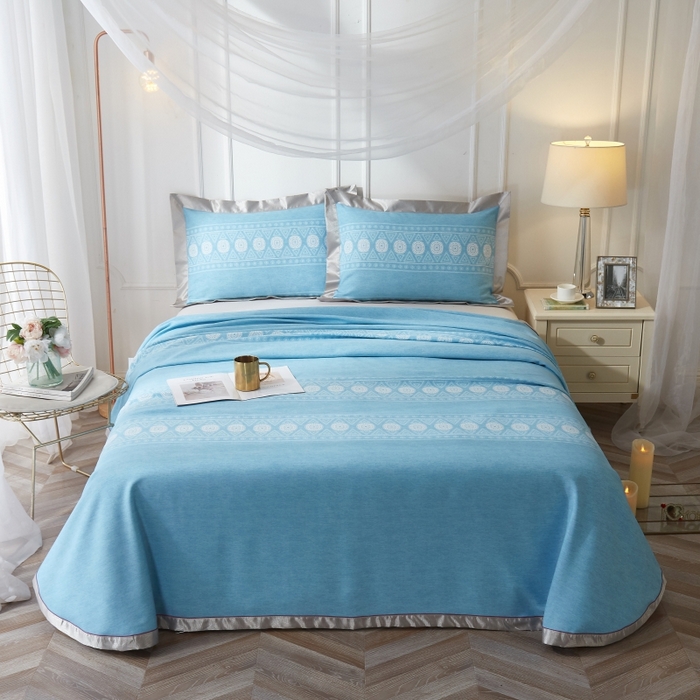 91家纺网 家纺一手货源 找家纺 （总）威克凯丽 2025新款活性印花款纯竹纤维软凉席三件套