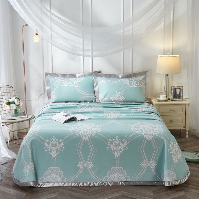 91家纺网 家纺一手货源 找家纺 （总）威克凯丽 2025新款活性印花款纯竹纤维软凉席三件套