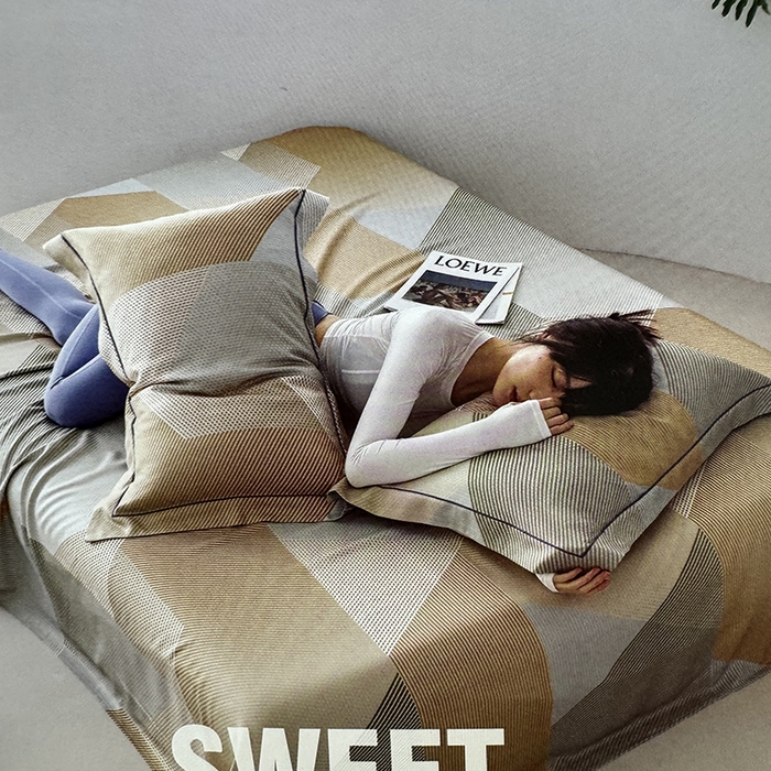 91家纺网 家纺一手货源 找家纺 （总）威克凯丽 2025新款活性印花款纯竹纤维软凉席三件套