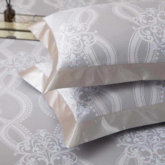 91家纺网 家纺一手货源 找家纺 威克凯丽 2025新款活性印花款纯竹纤维软凉席三件套 爱瑞斯-灰