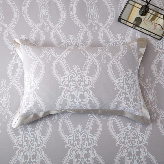 91家纺网 家纺一手货源 找家纺 威克凯丽 2025新款活性印花款纯竹纤维软凉席三件套 爱瑞斯-灰