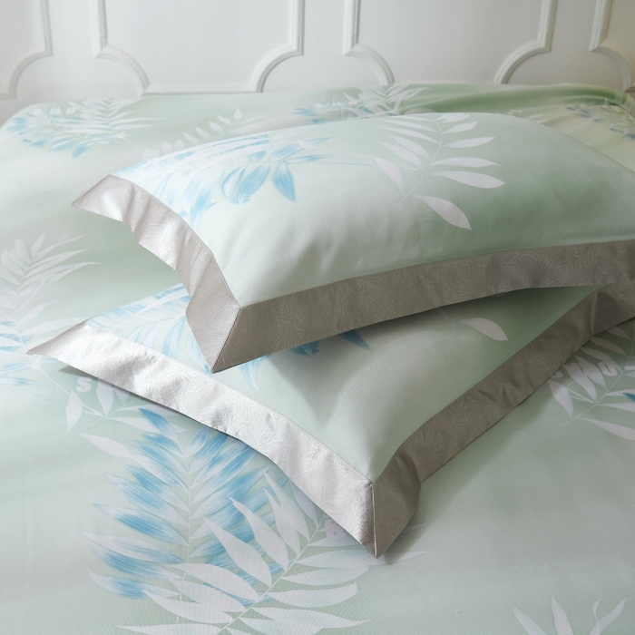 91家纺网 家纺一手货源 找家纺 威克凯丽 2025新款活性印花款纯竹纤维软凉席三件套 扶春-绿