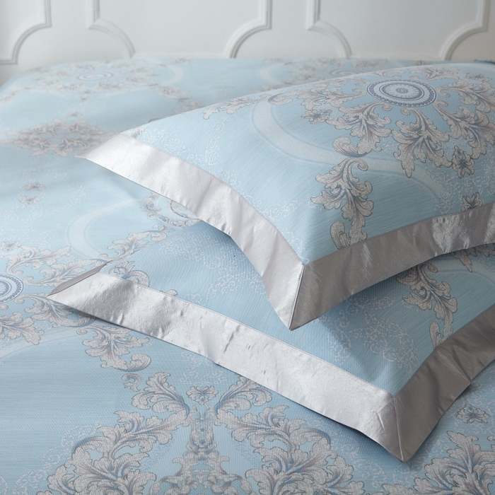 91家纺网 家纺一手货源 找家纺 威克凯丽 2025新款活性印花款纯竹纤维软凉席三件套 罗密花径-兰